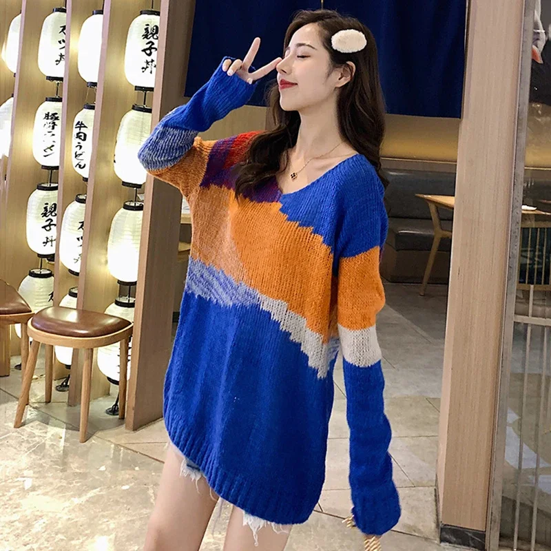 Casual Autumn Hollow Long Sleeve Women Loose  Sweater Knitwear Sweater Lazy Style Loose Pullover Large Size Knitted Tops Clothes