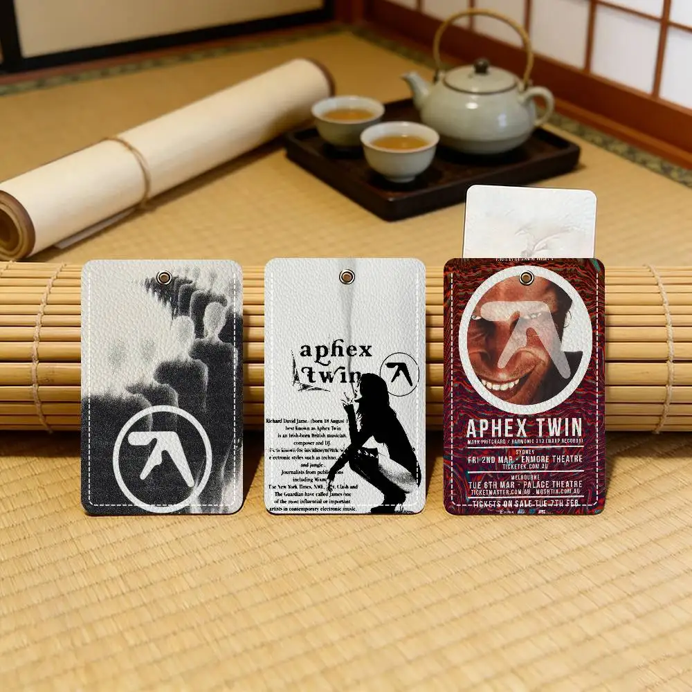 

HOT A-Aphex T-Twin Album Premium Leather Card Holder Keychain Scratch-Resistant Case for Bus Cards
