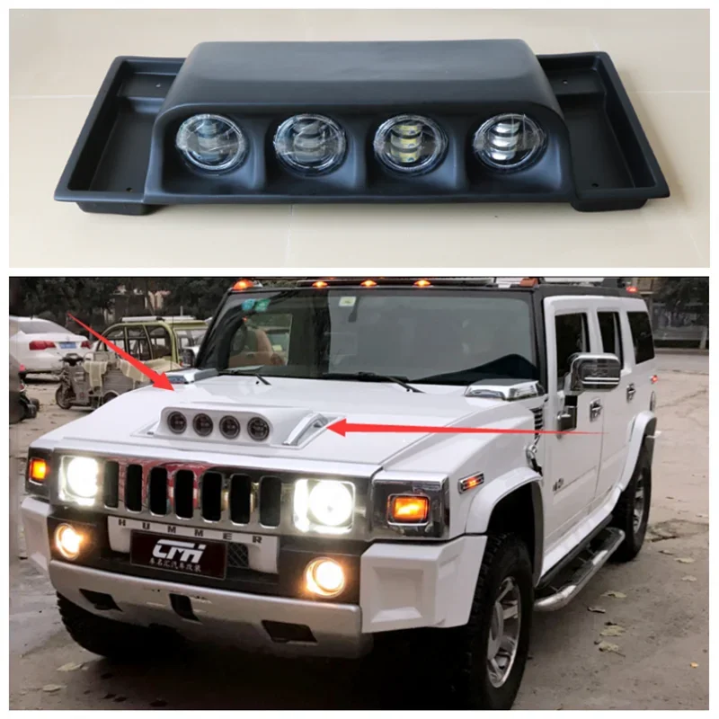 

For Hummer H2 2003-2008 (With LED Llight) High Quality Resin Fiber Hood Lamp holder Spoiler