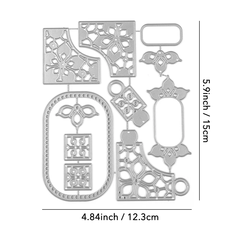 Überlappende Blumenrahmen, Metallstanzformen, Stanzformen, Überlappungsblumenrahmen, Papierkarten, Stanzformen, Schnittschablonen für die DIY-Prägung