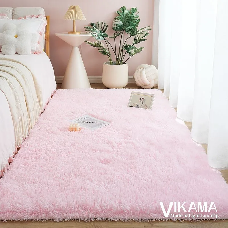 VIKAMA Warm Plush Soft Luxury Carpet Fluffy Living Room Girl Bedroom Bedside Children's Room Game Mat Easy to Clean Floor Mat