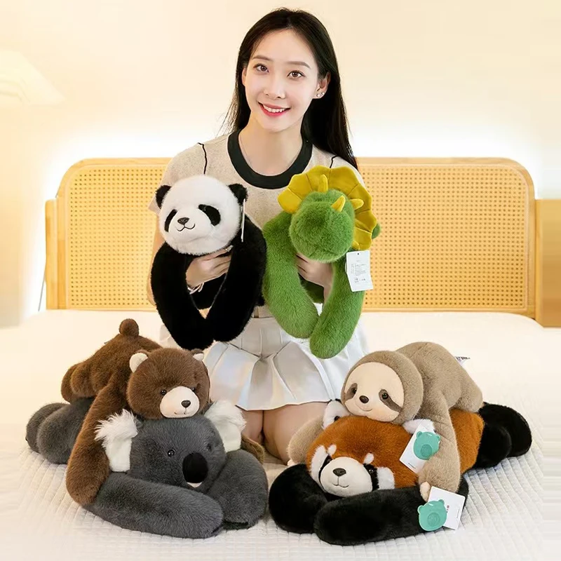 45cm Arm Weighted Panda Polar Bear Plush Doll Simulation Mink Fur Soft Animal Doll Warm Soft Companion Doll Gift