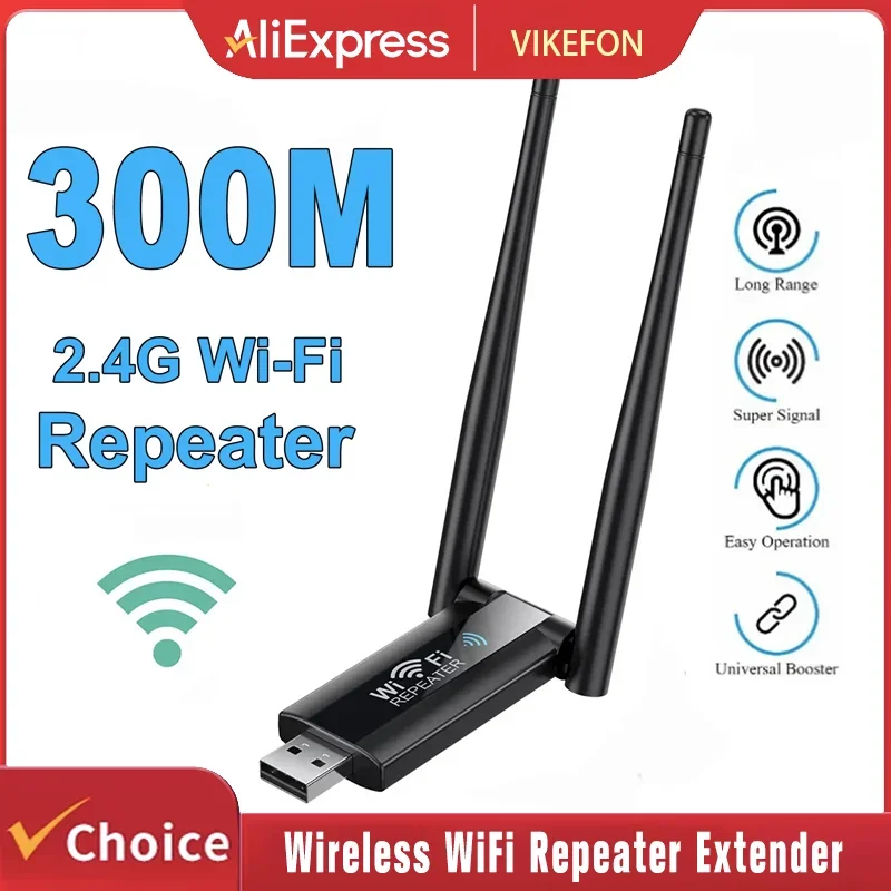 

Wireless USB Extender WiFi Repeater 2.4G 300Mbps WiFi Signal Amplifier Booster Long Range Wi-Fi Router Home Network Extension