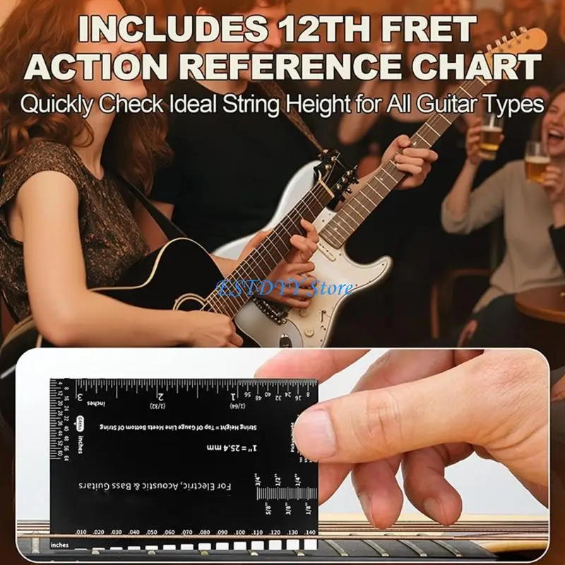 

G6DE Guitar String Height Measurement Tool Fret Rockers Guitar String Action Gauge