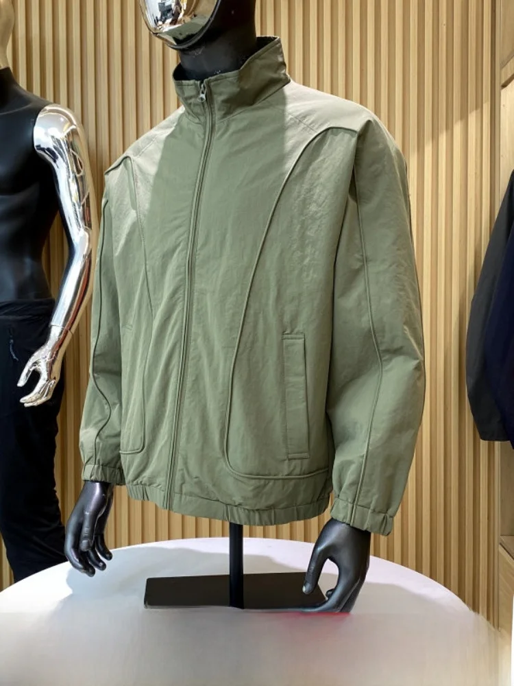 

3D Tailored Spring Commuter Jacket Men's Outdoor Versatile Stand Collar Zipper Closure Breathable Lightweight Polyester