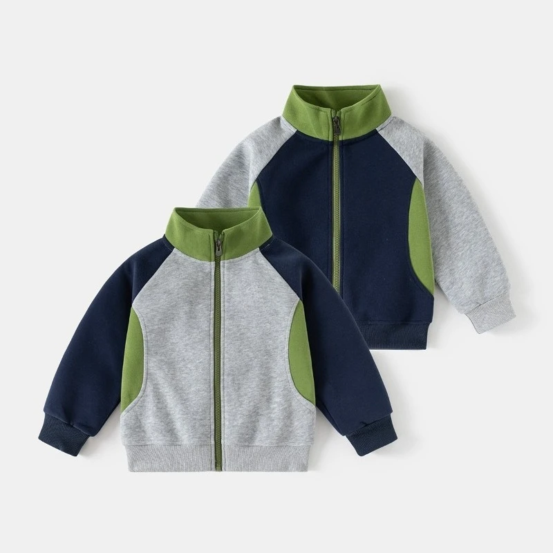 2026 Spring New Boys Coat Kids Stand Collar Hoodie Jacket Baby Zip-up Outerwear Autumn Children Korean Style Clothes