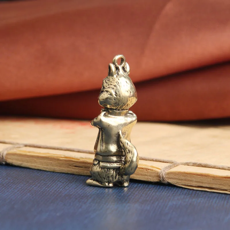 Pure Brass Cartoon Squirrel Keychain Pendant Zodiac Rat Inspirational Simon Personalized Small