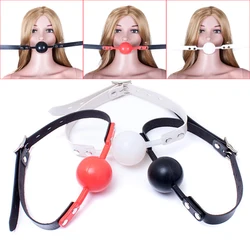 Big Solid Silicone Sex Ball Gag Open Mouth Plug Leather Bondage Belt BDSM Slave Muzzle Oral Fixation Couple Flirting Sex Toys