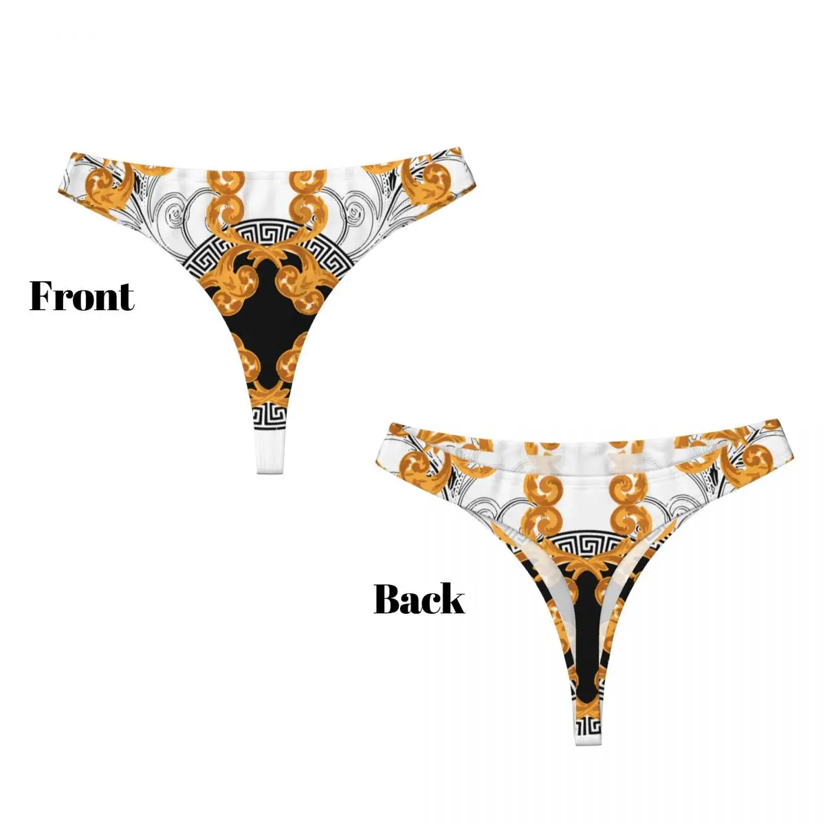 Sexy Panties Thongs Underwear Women's Breathable Lingerie Custom Golden Baroque Thong