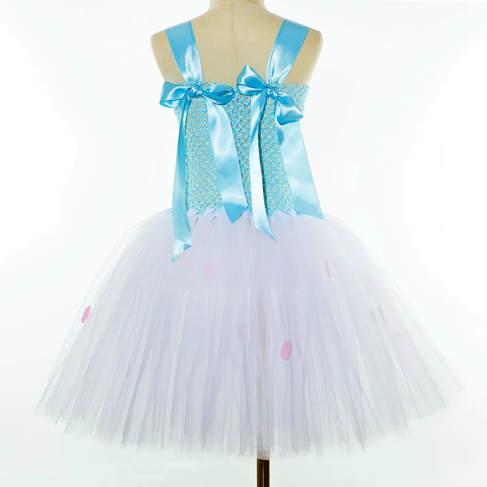 Children Pastoral Pink Blue Princess Pettiskirt Tutu Dress With Headband Kids Halloween Stage Performance Party Dress Up Clothes