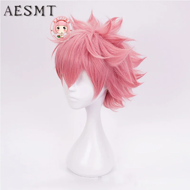 Anime My Hero Academia Mina Ashido Pink Wig with Headwear Cosplay Costume Boku No Hero Academia Heat Resistant Hair Wigs