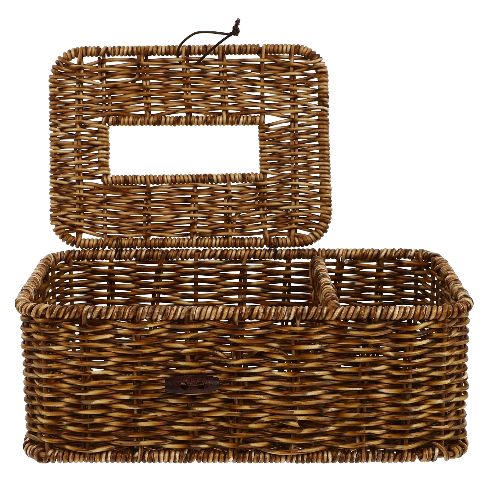 

Rattan Storage Box Woven Tissue Holder Napkin Case Paper Container Home Decor Deep Size Large Capacity Sturdy Plastic