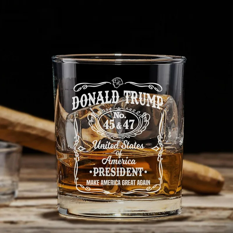 Copa de whisky Trump Haga que Estados Unidos vuelva a ser grande Copa de vino Lasers Presidencia grabada Gafas Trump Regalo divertido y único para papá