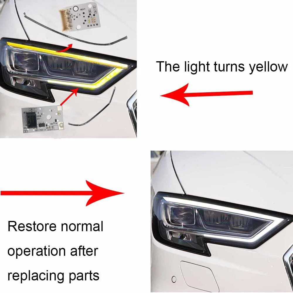 

White DRL Light Guide Plate Angel Eyes Boards For Audi A3 17-19 LED Headlight Daylight B011783-A B011782-A 8V0998474A 8V0998473A