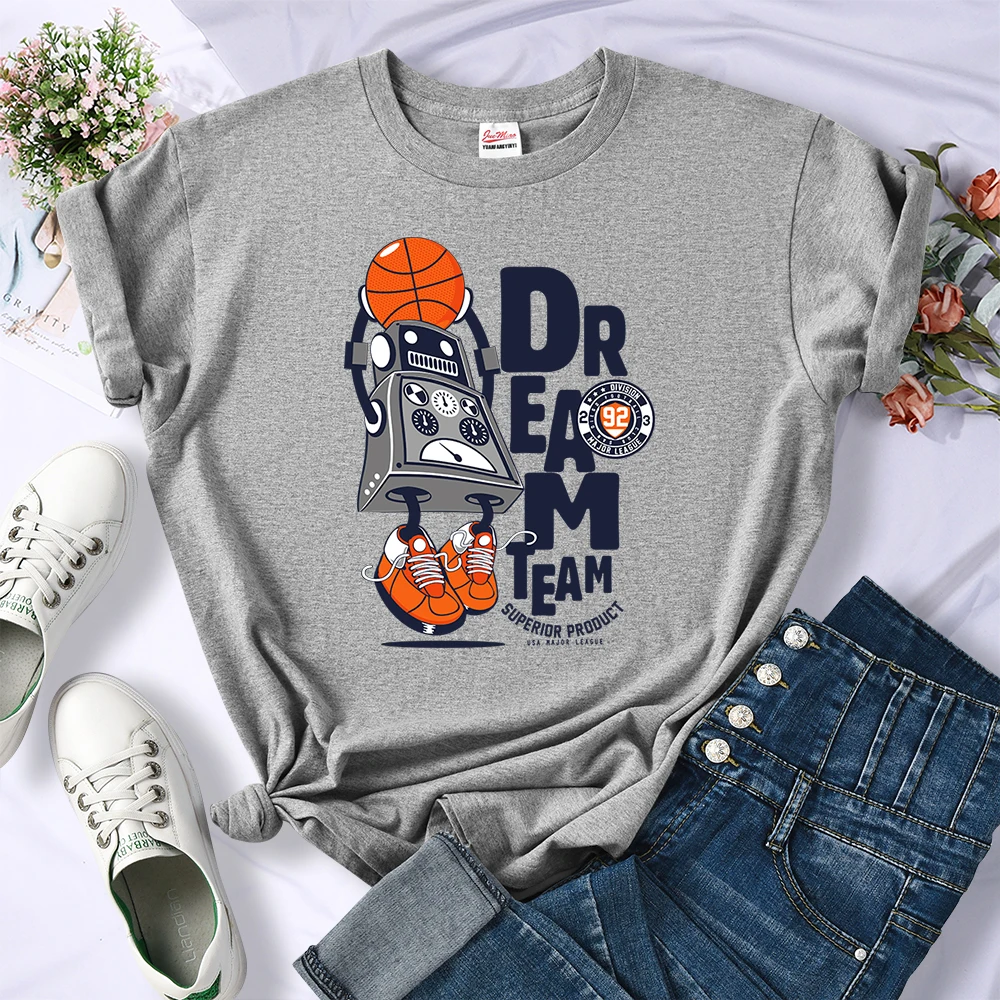 Basketball Dream Team Print Tshirts Women Breathable Casual T-Shirt Fashion Summer Clothes Street Creativity T-Shirts Womens