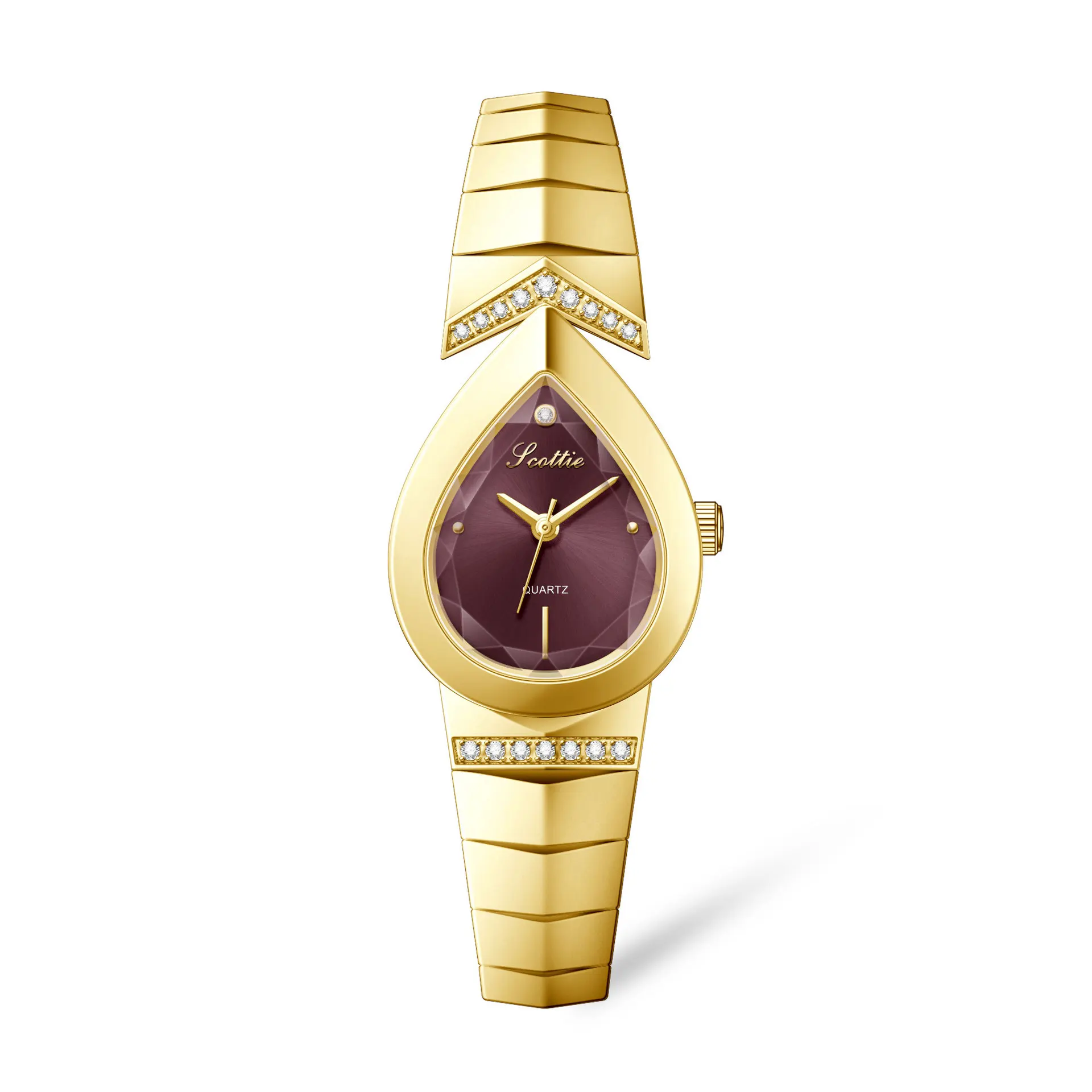 Heart Shape Ultra Thin New Snake Bone Steel Band Quartz Watch for Women with Butterfly Clasp Wristwatch
