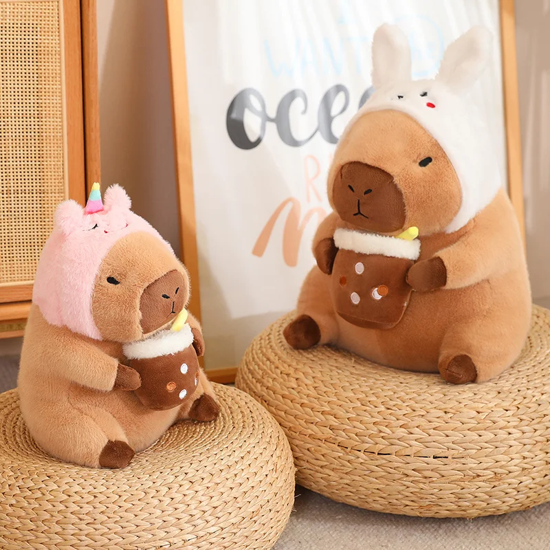 Kawaii Capybara Plush Toy Lovely Capybara Turn to Dinosaur Rabbit Unicorn Stuffed Doll Soft Cartoon Animal Pillow Birthday Gift