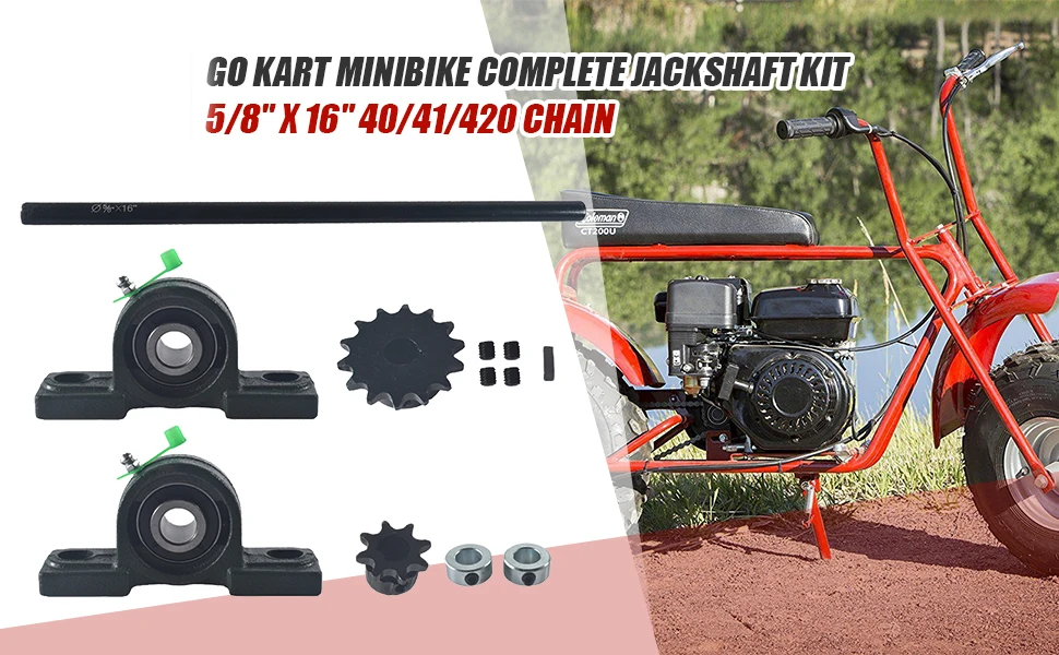 

Комплект короткового вала 5/8 x 16 дюймов для мини-байка с цепью 40/41/420 Go Kart