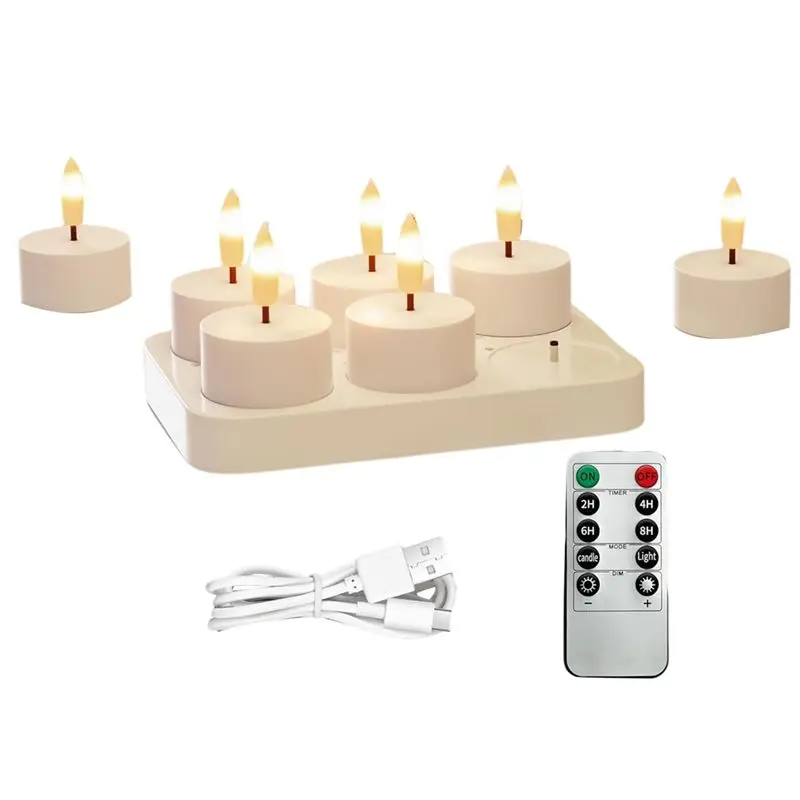 

Лучшие беспламенные чайные свечи с функцией перезарядки, 6 аккумуляторов, зарядная станция, пульт дистанционного управления и таймер