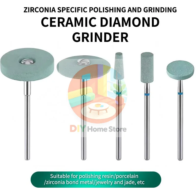 Ceramic Diamond Polishing Grinder Stone 2.35mm Shank Coarse Grit Head for Jade Glass Metal   Tools