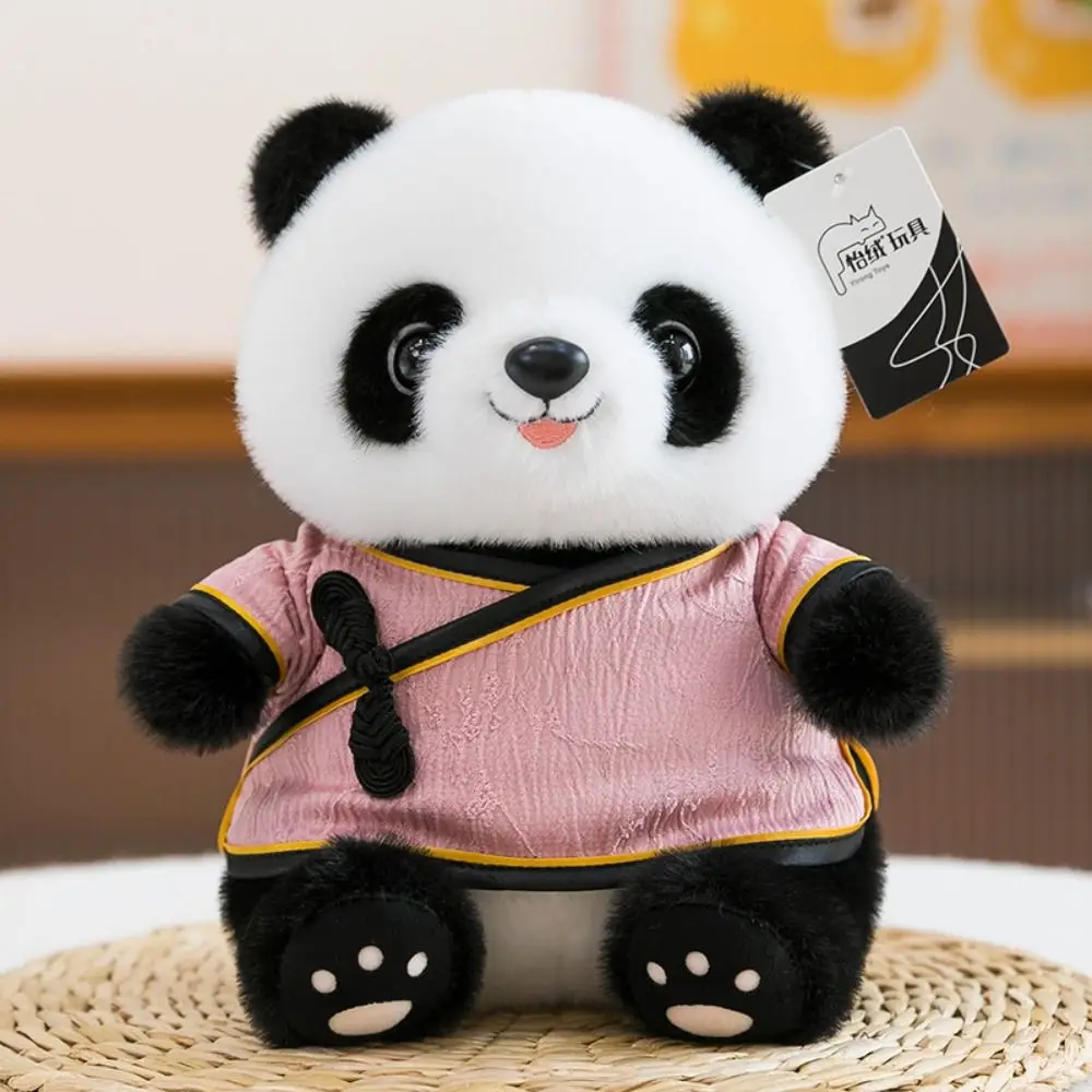 ผ้าไหม Hanfu Panda Plush ของเล่นสไตล์จีนหมอนนุ่ม Plush Panda จี้พวงกุญแจการ์ตูนตุ๊กตาสัตว์ของเล่น Xmas ปัจจุบัน