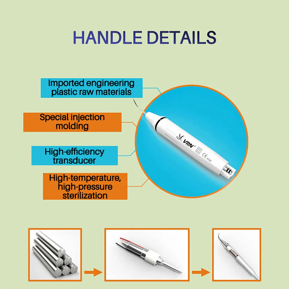 VRN-K08A Ultrasonic Scaler High Temperature and Pressure Sterilization Intelligent Control Remove Oral Stains Tartar and Plaque