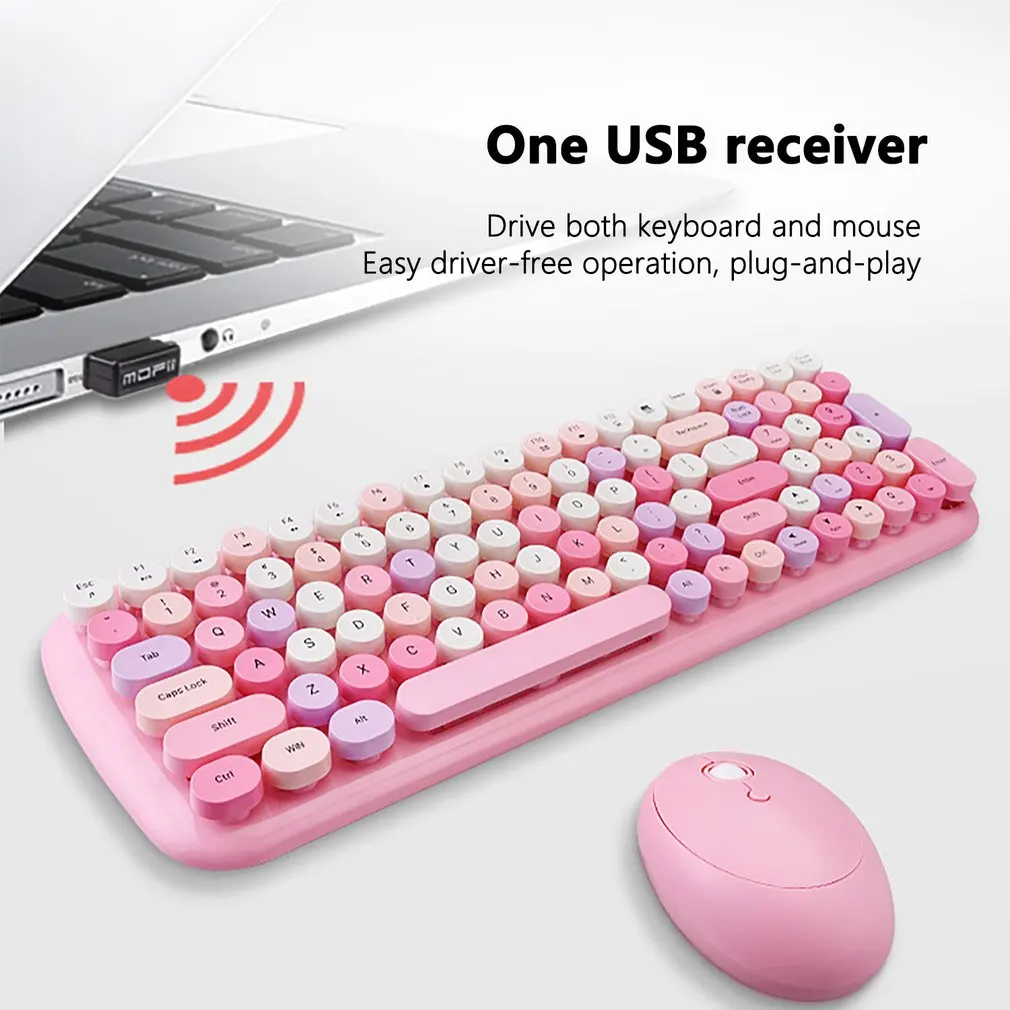 2,4g drahtlose Tastatur Maus Kit Schlüssel Tastatur Maus Set stumm für Frauen Mädchen Mini süße Macaron Tastatur und Maus für PC Laptop