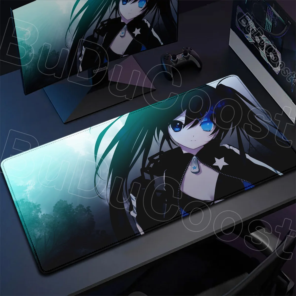 E-sport Gamer HD Printing Desktop Mats Japan Anime Black Rock S-Shooter Mouse Pad PC Gaming Accessories 900x400mm Office Carpets