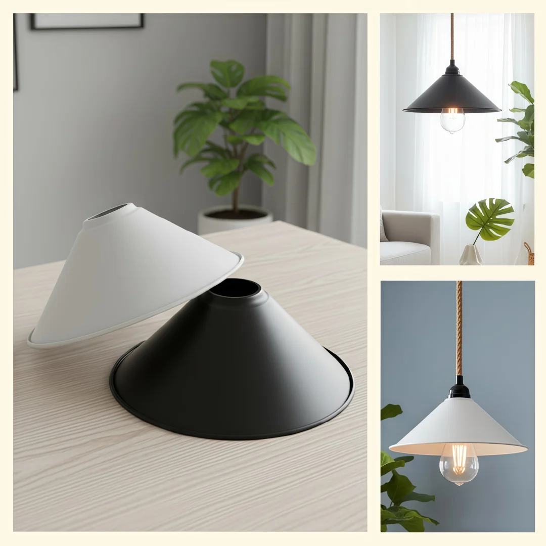 Industrial Pendant Light Shade, Cone Conical Metal, Lamp Cover for Kitchen Island Bedroom