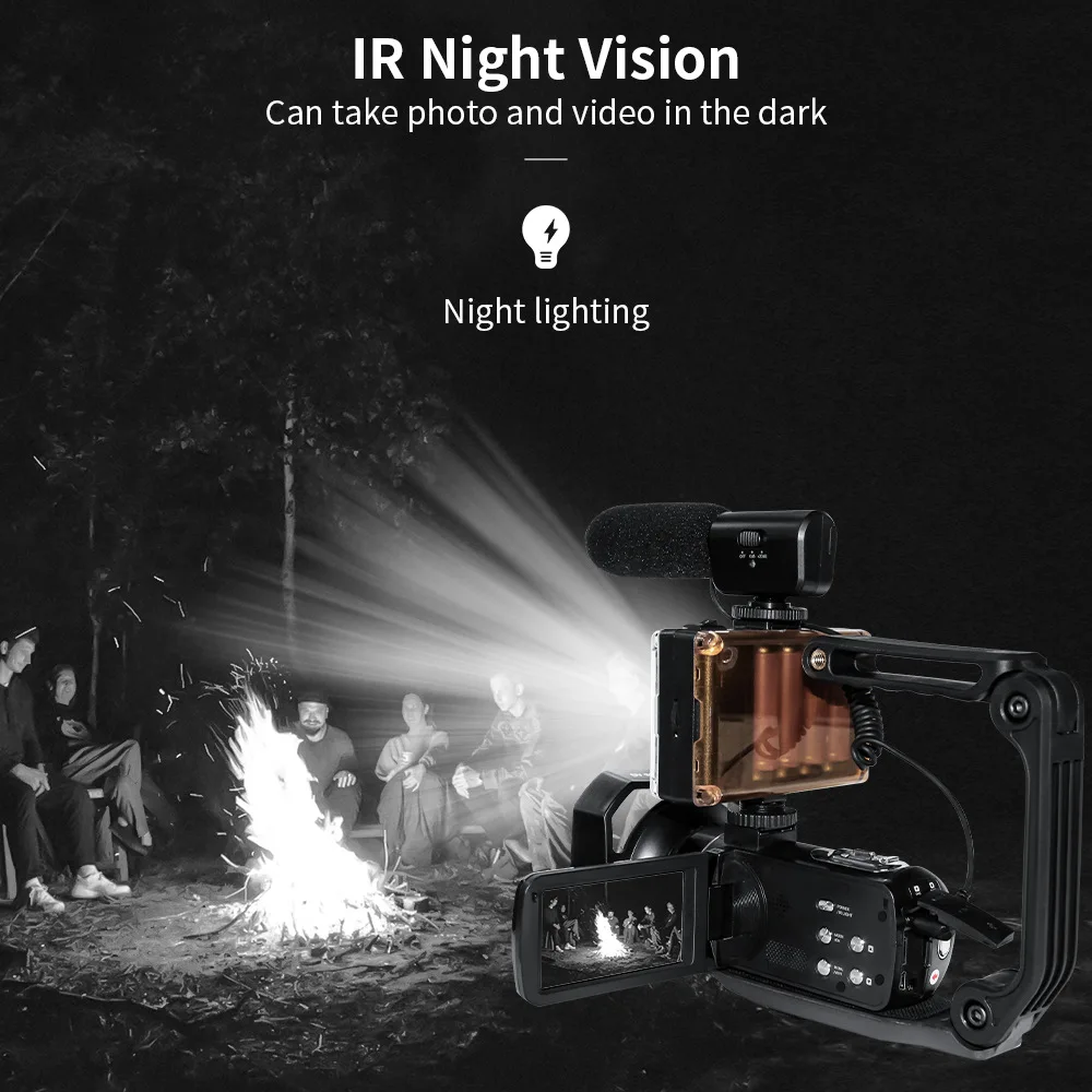 4K HD 3.0 Inch Digital Touch Camera 56MP 18X Zoom Wifi Camcorder Microphone Fill Light Video Vlogger For YouTube live broadcast
