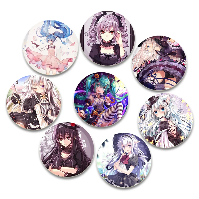 32/44/58mm Cute Cartoon Figure Miku Brooches Cosplay Singer Exquisit Badge for Collar Backpack Hat Accessory Handmade Pin Gift