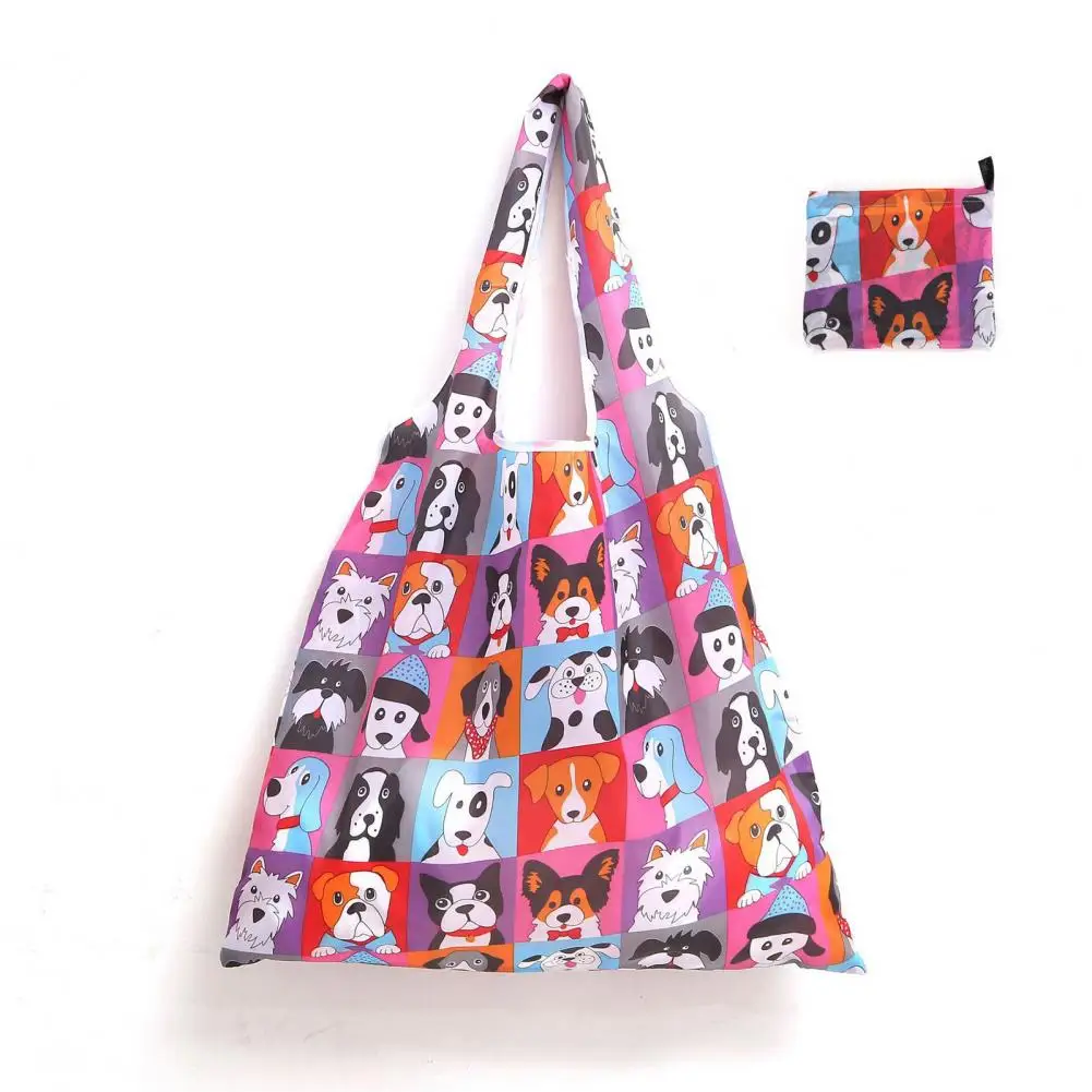 Fashion Printing Foldable Shopping Bag Folding Pouch Handbags Eco-Friendly Grocery Bags Large Capacity Convenient Cloth Totes