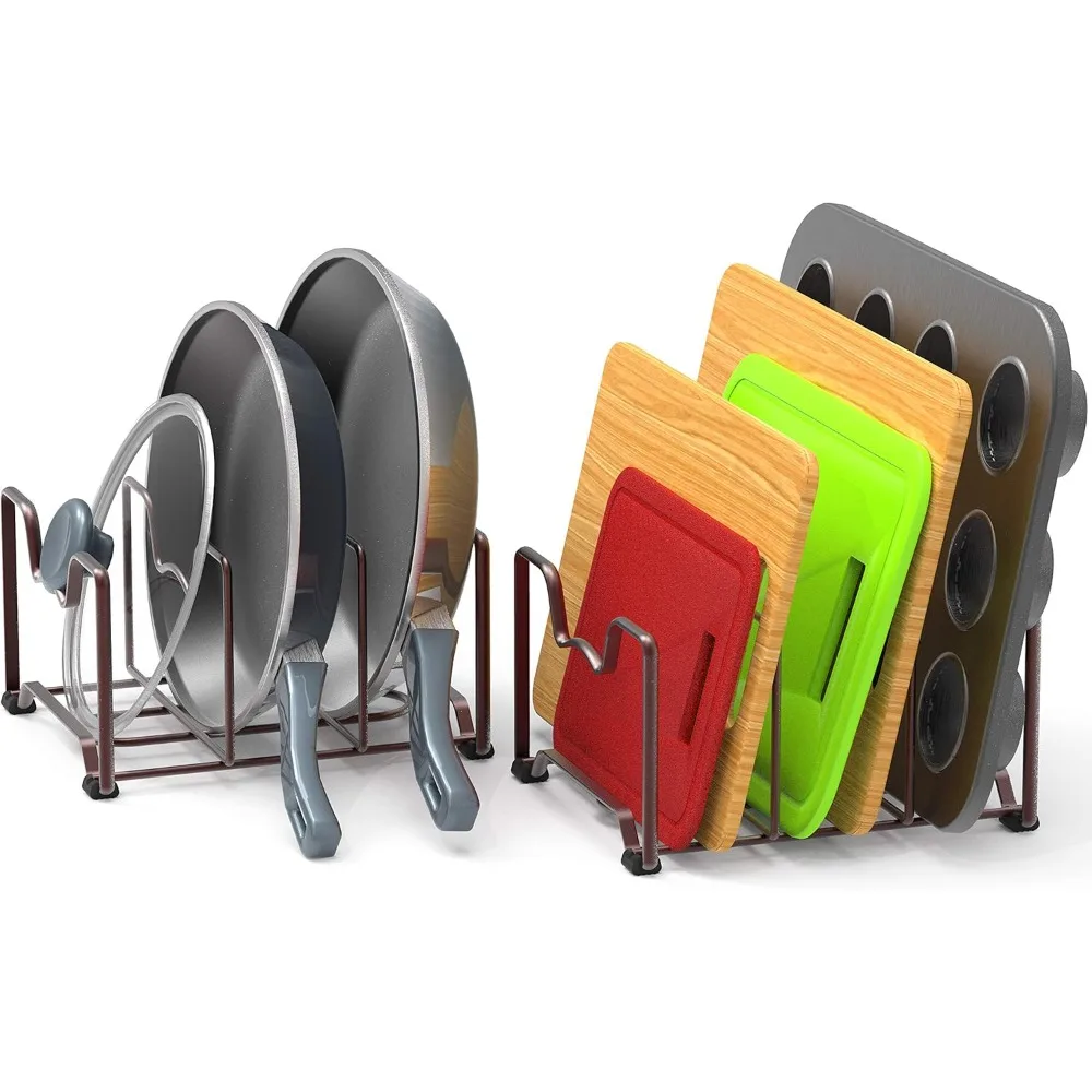 

Kitchen Cabinet Pantry and Bakeware Organizer Rack Holder, Bronze - 2 Pack