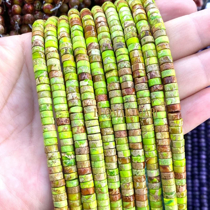 3x6MM Rondelle Natural Stone Picasso Jasper Loose Flat Round Spacer Beads for Jewelry Making Diy Bracelet Charms Accessories