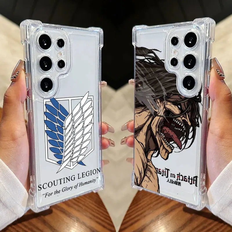 Attacks On Titans Eren Yeager Titan Clear Phone Case For Samsung Galaxy S26 S25 S24 Ultra S23 S22 Plus S21 S20 S26 FE Soft Cover