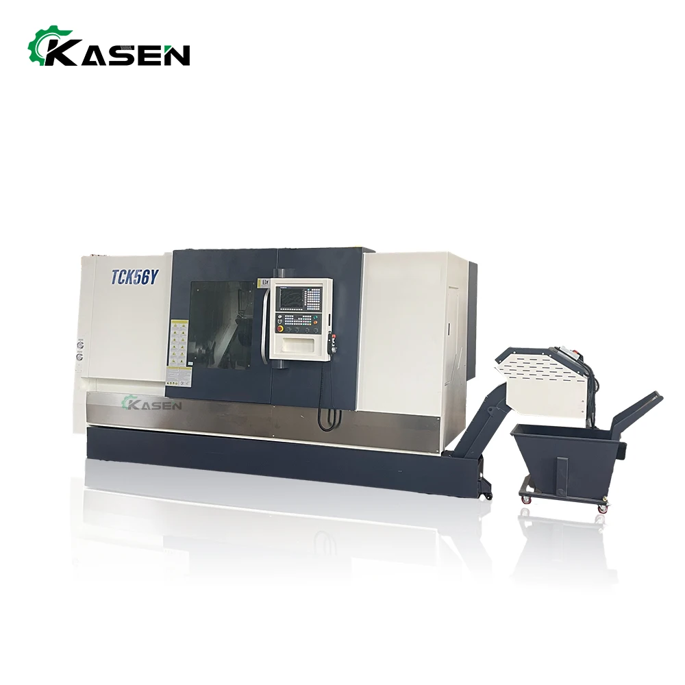 Hoge Precisie Fanuc Systeem Tck56y Met As Cnc Schuine Bed Metalen Draaibank