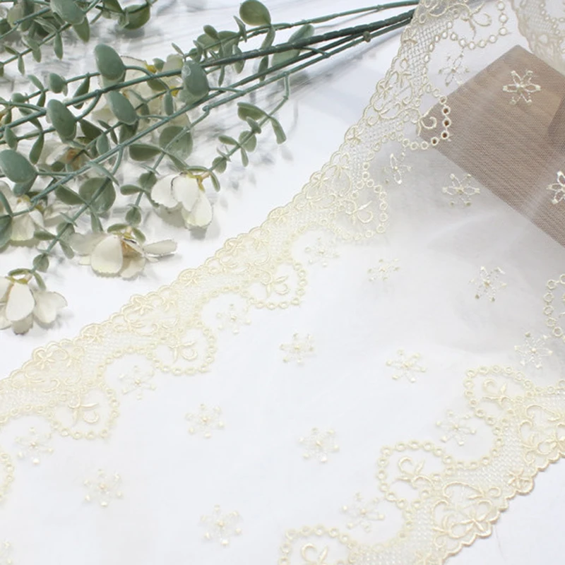 

27 ярдов двухцветного мягкого сетчатого кружева с вышивкой, отделка для платьев, кружевная ткань для шитья, рукоделия, материал для кукол