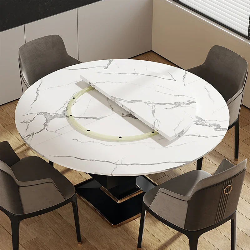 Round table electric dining table, turntable, dining table, customized rotating and foldable openings