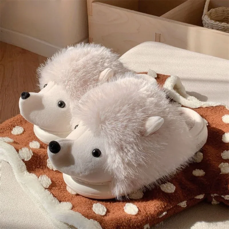 

Female winter three-dimensional creative home warm padded plush shoes fun cute little hedgehog cotton slippers for indoor home