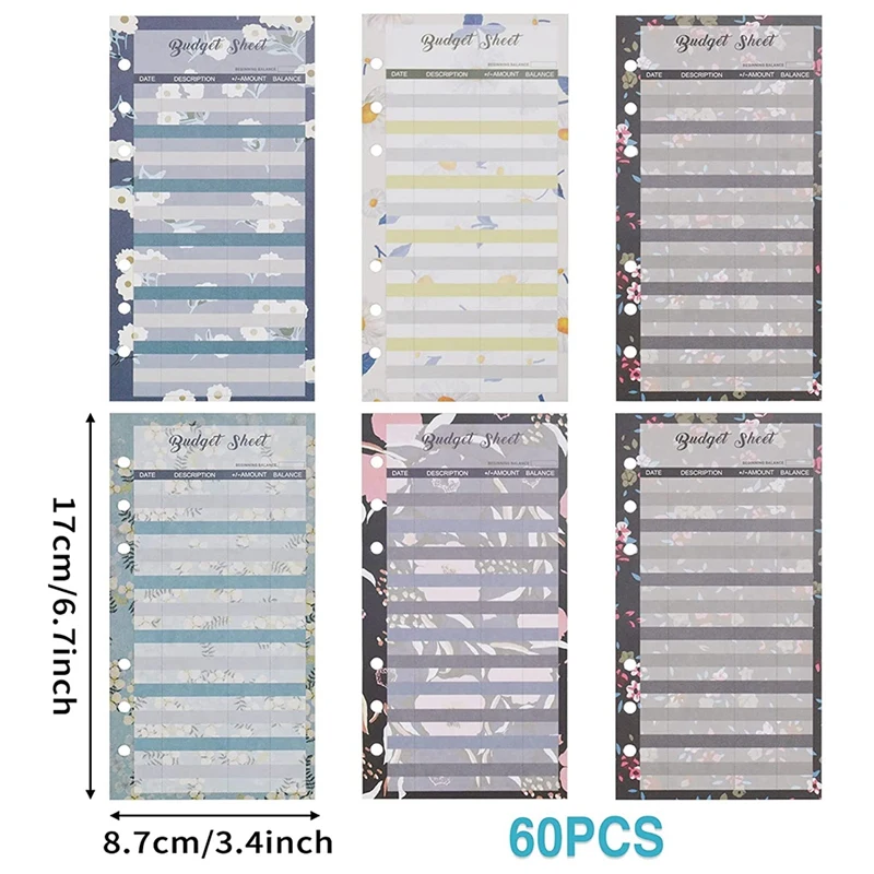 Lembaran pengikat anggaran-60 buah pengatur anggaran biaya untuk penganggaran dan manajemen keuangan, buku besar, pengatur tagihan