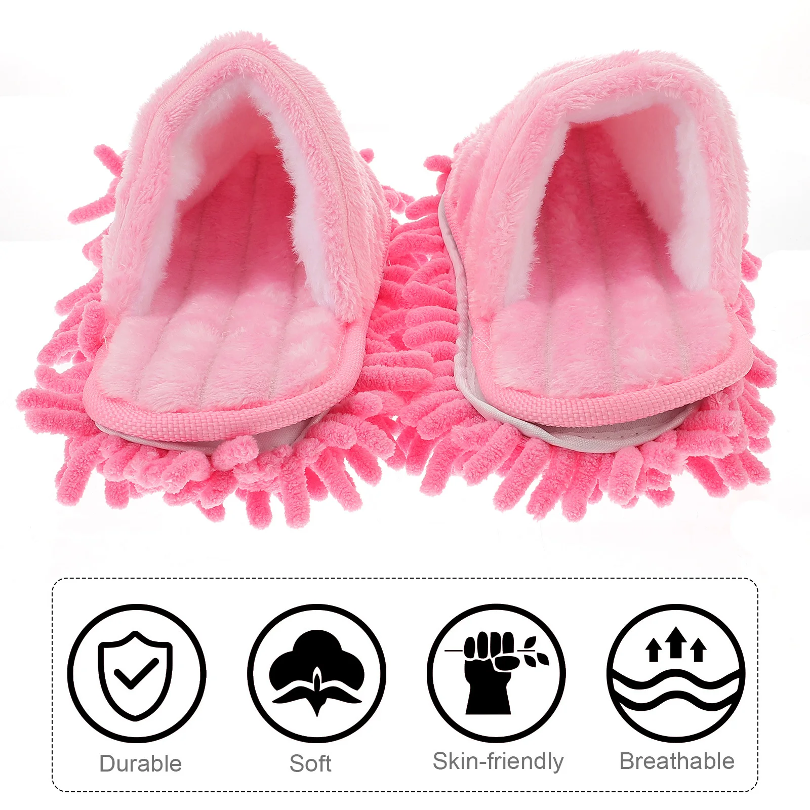 

1 Pair Lazy Slippers Detachable Microfiber Bottom Floor Cleaning Mop Slipper No Bending Required Soft Comfortable For Women Size