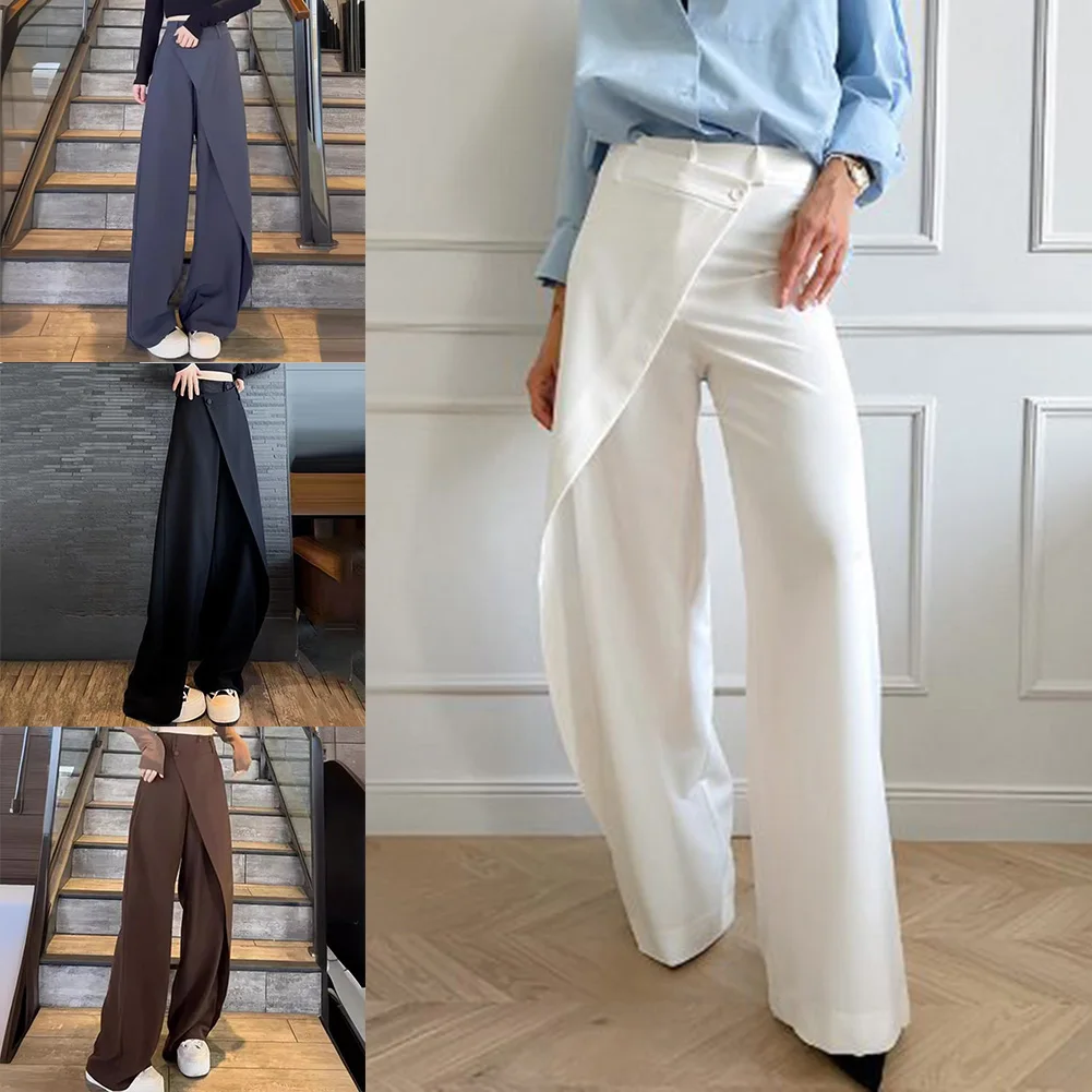 Gesplitste broek Broek met hoge taille Normale lengte Broek Mode Gesplitste broek Koffie Reizen Casual uitjes