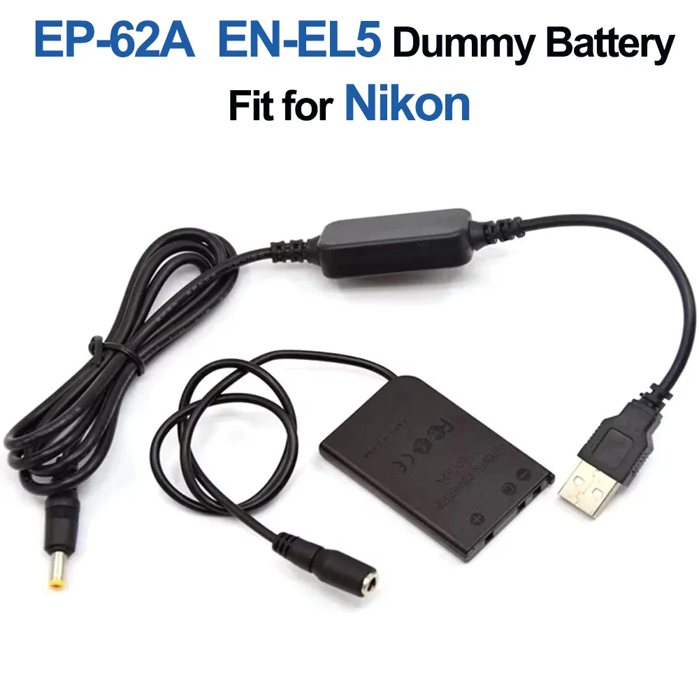 

EN-EL5 EN EL5 Dummy Battery EP-62A DC Coupler USB Adapter DC Cable for Nikon Coolpix 5200 5900 S10 P80 P90 P100 P500 P510 P5000