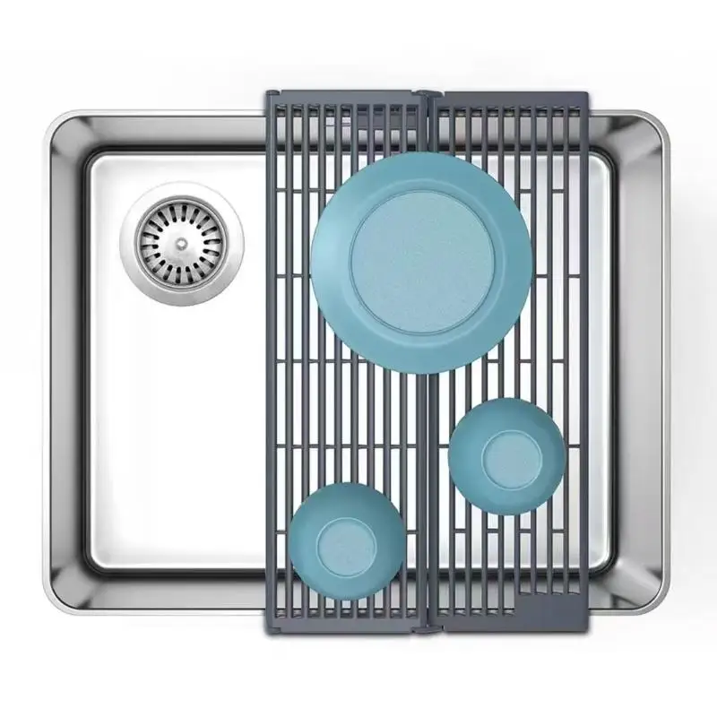 

Kitchen Countertop Drain Sink Black Folding Sink Drain Sink Counter Splash Proof Drain Bar Counter Organization