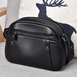 Genuine Leather Crossbody Bag New Luxury Women's Designer Casual Retro Women's Messenger Large Capacity One Shoulder Bag Cowhide