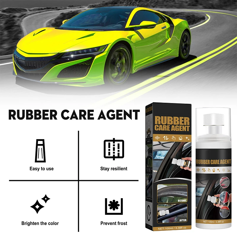 SEAMETAL 100ml Car Rubber Care Spray Car Leather Furniture Parts Renovator Seal Strips Brighten Restore for Car Detailing Care