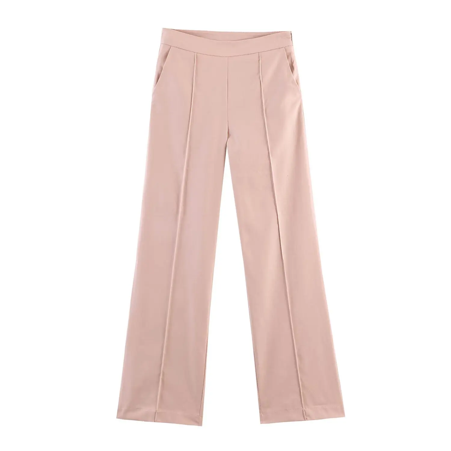 SuperAen Women 2026 Spring and Summer New Korean Style Linen Double-breasted Top Long Wide-leg Pants Two Pieces Sets