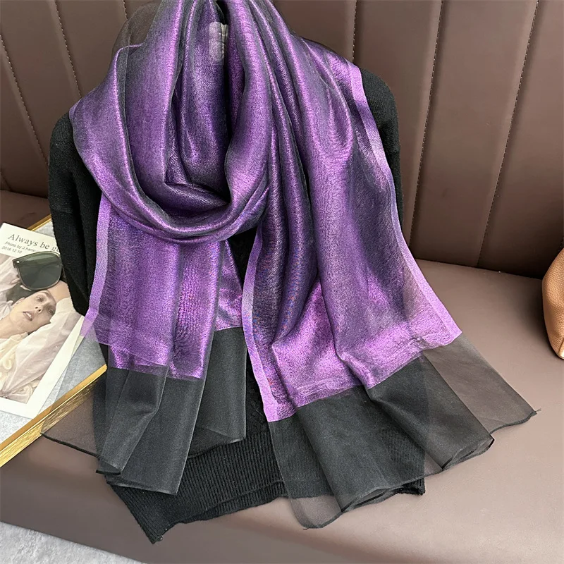 2024 Silk wool Scarf for Women solid Scarves Shawls Wraps Pashmina Hijab Foulard Femme Beach Stoles Bandana Luxury Brand Poncho