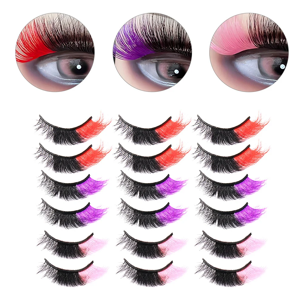 9Pairs Gekleurde Wimpers Natuurlijke Look Wimper Extensions Verbeteren Oogmake-up Langer Valse Wimpers voor Halloween Cosplay
