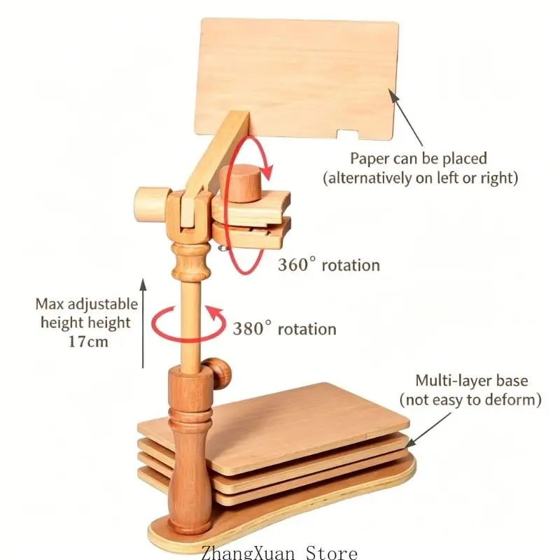 Schreibtisch-Handarbeitsständer aus Buchenholz mit 16-cm-Reifen und Musterbrett für Stickereien, Näh- und Nadelkunstübungen 3XUF – Detail 4